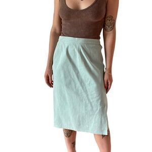 Vintage 1960s Womens St. Croix Pale Blue Suede Leather Preppy Pencil Skirt Sz M